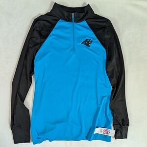 NFL Panthers Quarter Zip Long Sleeve With Thumb Holes TX3 Cool Size Large NWT